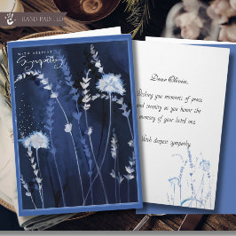 Diepblauwe Aquarel Bloemrijke Weide Sympathiekaart Feestdagen Kaart