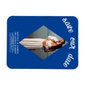 Diepblauwe Diamant Foto Bruiloft Save the Date Magneet (Horizontaal)