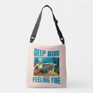 Diepblauwe en fijne zeemeermin dolfijn kunst crossbody tas