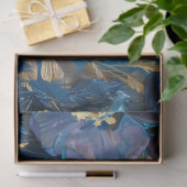Diepblauwe en Gouden Bloemendecoupeerwerk Tissuepapier (Geschenk)