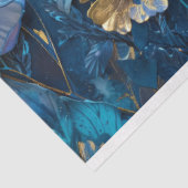 Diepblauwe en Gouden Bloemendecoupeerwerk Tissuepapier (Detail)