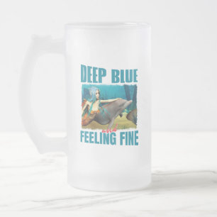 Diepblauwe en Voelende Fijne Zeemeermin Dolfijn Ku Matglas Bierpul