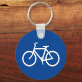 Diepblauwe en witte fiets omlijning sleutelhanger (Voorkant)