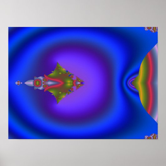 Diepblauwe fractal poster (Voorkant)