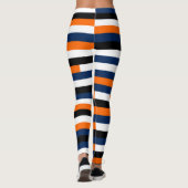 Diepblauwe, gele, zwarte en witte strepen leggings (Achterkant)