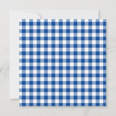 Diepblauwe Gingham Landelijke Bruiloft Kaart (Achterkant)