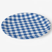 Diepblauwe Gingham Landelijke Bruiloft Papieren Bordje (Gekanteld)