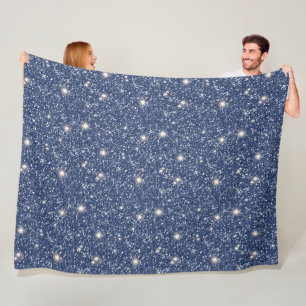 Diepblauwe glitter fleece deken
