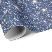 Diepblauwe Glitter Verjaardag Cadeaupapier (Rol Hoek)