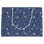 Diepblauwe Glitter Verjaardag Groot Cadeauzakje (Voorkant)