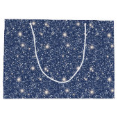 Diepblauwe Glitter Verjaardag Groot Cadeauzakje (Achterkant)