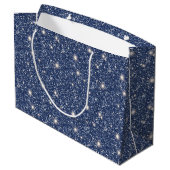 Diepblauwe Glitter Verjaardag Groot Cadeauzakje (Achterkant Gekanteld)