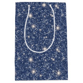 Diepblauwe Glitter Verjaardag Medium Cadeauzakje (Voorkant)