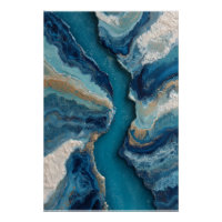 Diepblauwe Gouden Ader Abstracte Oceaan