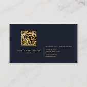 Diepblauwe gouden agaat marmeren QR-code Visitekaartje (Achterkant)