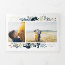 Diepblauwe & Gouden Kerstkaart met Foto