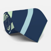 Diepblauwe, groene diagonale strepen stropdas (Opgerold)