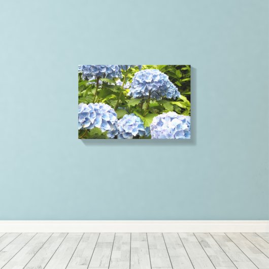 Diepblauwe Hortensia's Canvas Afdruk (Insitu (Houten vloer))