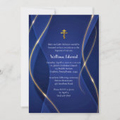 Diepblauwe Metallic Gouden Orthodoxe Christelijke  Kaart (Voorkant)