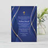 Diepblauwe Metallic Gouden Orthodoxe Christelijke  Kaart (Staand voorkant)