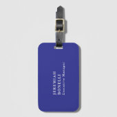 Diepblauwe minimalistische moderne vlakte bagagelabel (Voorkant (verticaal))