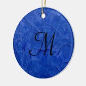 Diepblauwe namaak stenen monogram cirkel ornament (Links)