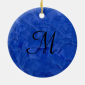 Diepblauwe namaak stenen monogram cirkel ornament (Achterkant)