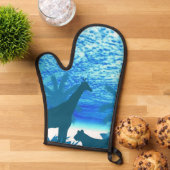 Diepblauwe oceaan hittebestendige ovenhandschoen ovenwant (Top down)