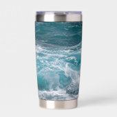 Diepblauwe Oceaangolf Aangepaste Afbeelding Gepers Geïsoleerde Drinkbeker (Voorkant)