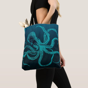 Diepblauwe Octopus Boodschappentas van de Oceaan Tote Bag