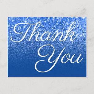 Diepblauwe Ombre Bokeh Glitter Bedankt Briefkaart