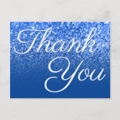 Diepblauwe Ombre Bokeh Glitter Bedankt Briefkaart (Voorkant)