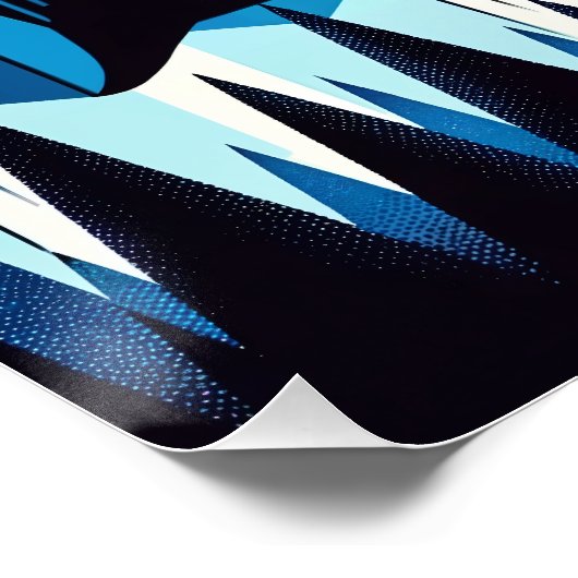 Diepblauwe pinguïn in het winter Antarctisch Woud Perfect Poster (Hoek)