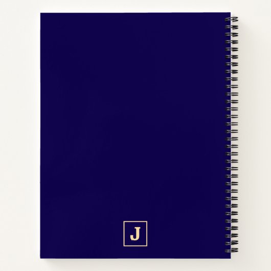 Diepblauwe Retro Vet Serif Bureaunamenplaat Notitieboek (Achterkant)