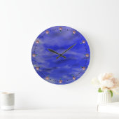 DIEPBLAUWE SKY EN KLEUTEN MET PINKGEMSTONES GROTE KLOK (Huis)