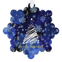 Diepblauwe sneeuwvlokboom, Ornament of Label