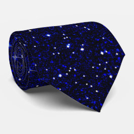 Diepblauwe Starlight Kosmische Melkweg Glitterende Stropdas