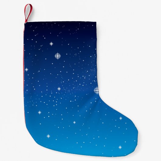 Diepblauwe sterrenhemel kleine kerstsok (Voorkant)