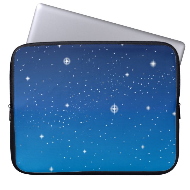Diepblauwe sterrenhemel laptop sleeve (Voorkant)
