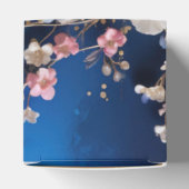 Diepblauwe verspreide bloemen bedankdoosjes (Bovenkant)