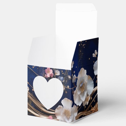 Diepblauwe verspreide bloemen bedankdoosjes (Geopend)