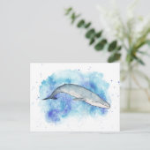 Diepblauwe walvis briefkaart (Staand voorkant)