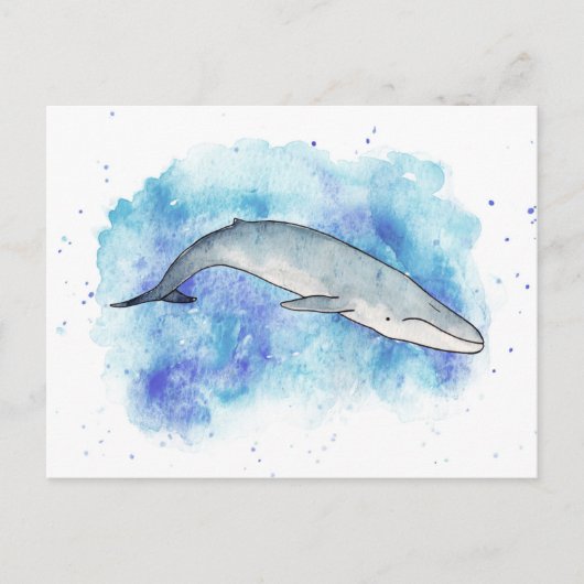 Diepblauwe walvis briefkaart (Voorkant)