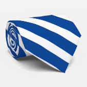 Diepblauwe witte geometrische diagonale strepen stropdas (Opgerold)