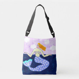 diepblauwe Zeeen zeemeermin Crossbody Tas