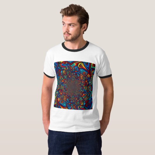 Diepdimensionaal fractal patroon t-shirt (Voorkant volledig)
