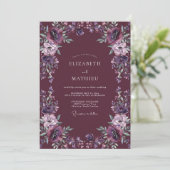 Diepe Amethist Dahlia Bruiloft Kaart (Staand voorkant)