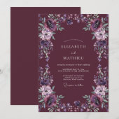 Diepe Amethist Dahlia Bruiloft Kaart (Voorkant / Achterkant)