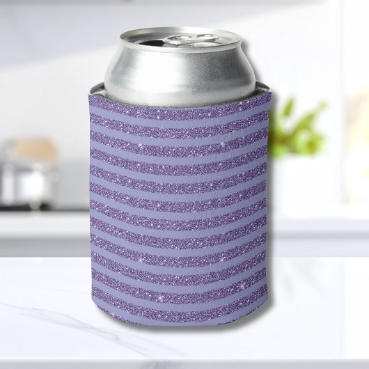 Diepe Amethist Glitter Horizontale Strepen Stijl Blikjeskoeler