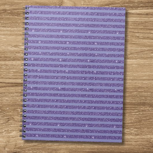 Diepe Amethist Glitter Horizontale Strepen Stijl Notitieboek